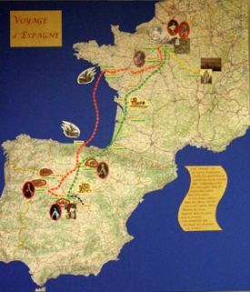 Carte du voyage en Espagne