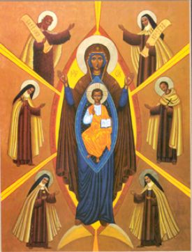 Icone de Notre Dame et des Saints du Carmel